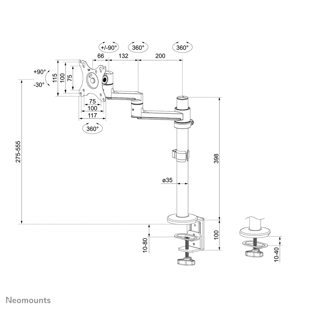 Neomounts monitor arm desk mount